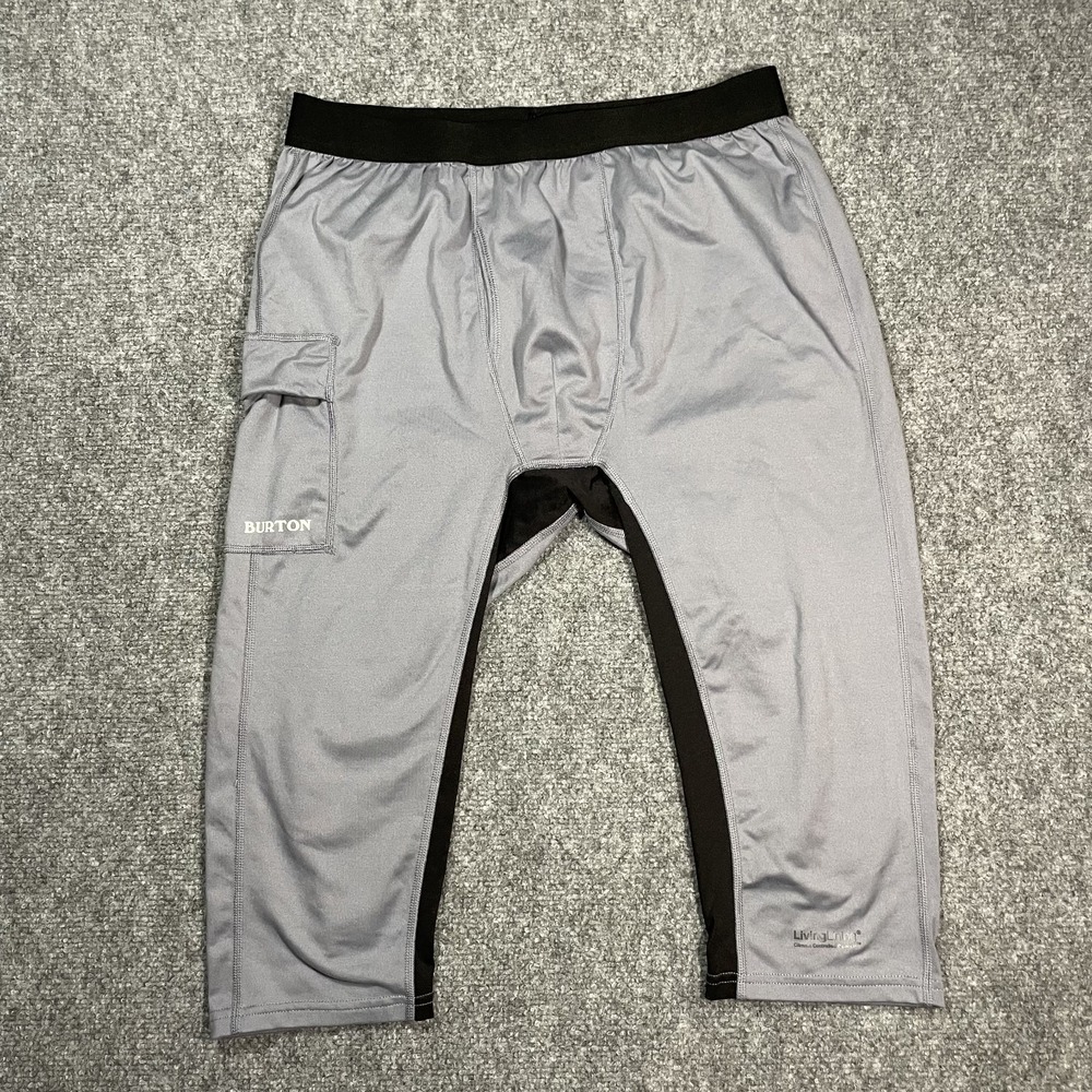 Burton Base Layer Pants Men's Medium  MW Midweight Gray Cargo Pocket 3/4 Boot Pa